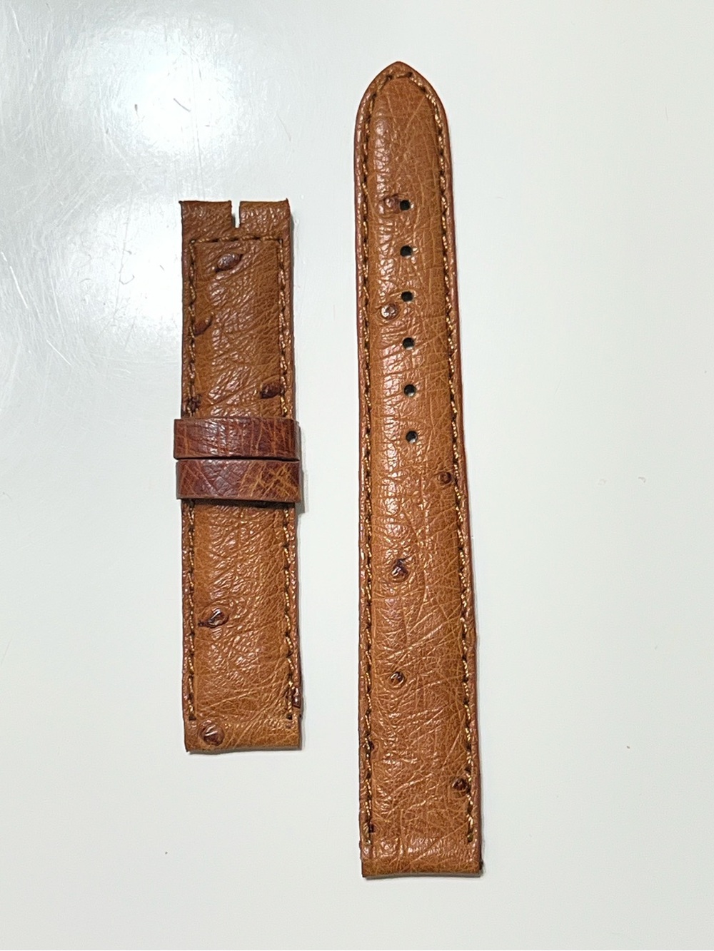 Avronel Light Brown Autruche Veritable Fair Main Replacement Watch Band-15mm